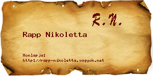 Rapp Nikoletta névjegykártya